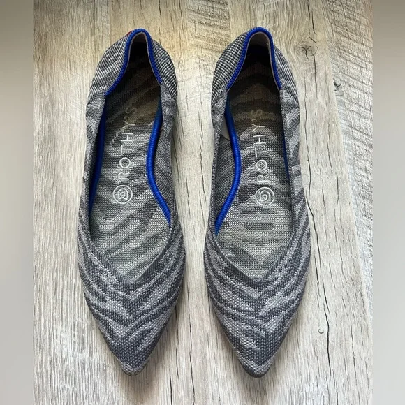 ROTHY'S The Point Retired Zebra Print Flats Slip on Shoes Womens Size 7 - Picture 2 of 10